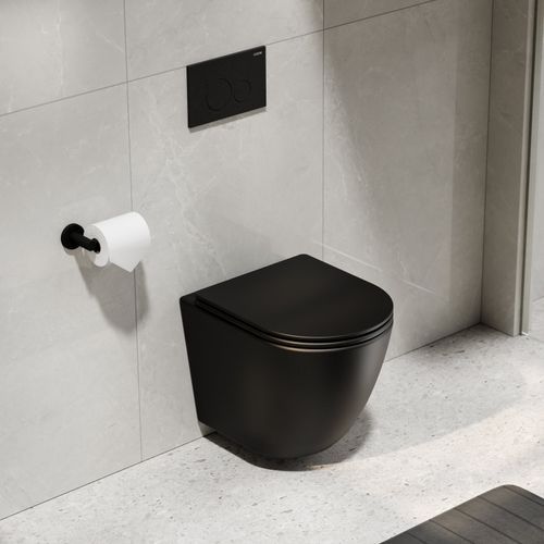 CODE Flow Typhoon Wall Hung Toilet Suite | Matte Black Button