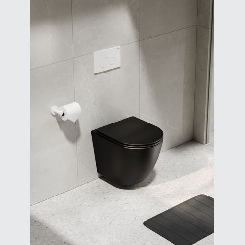 Code Flow Typhoon Wall Hung Toilet Suite | Matte White Button