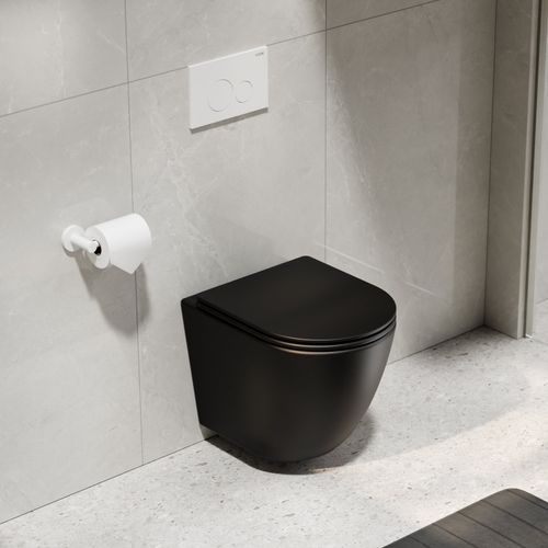 CODE Flow Typhoon Wall Hung Toilet Suite | Matte White Button