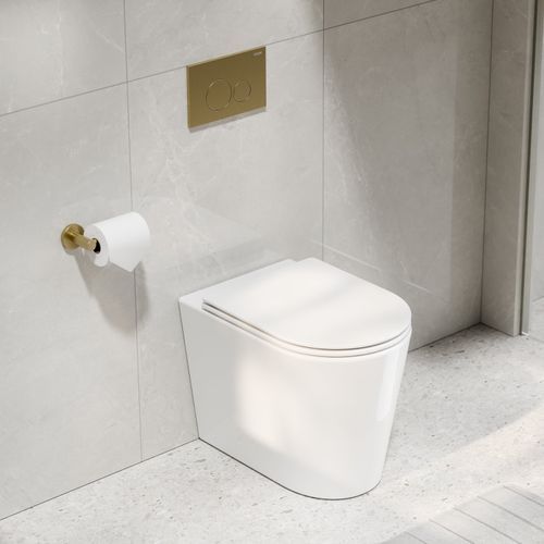 CODE Pure Typhoon Inwall Toilet Suite | Brushed Brass Button
