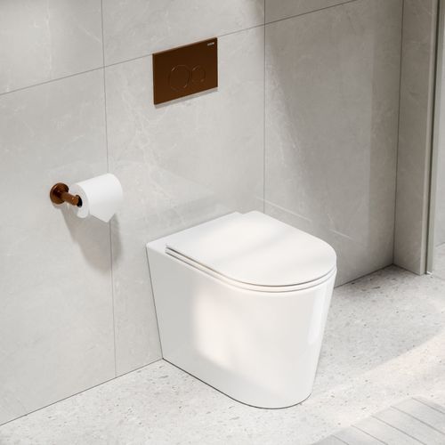 CODE Pure Typhoon Inwall Toilet Suite | Brushed Copper Button