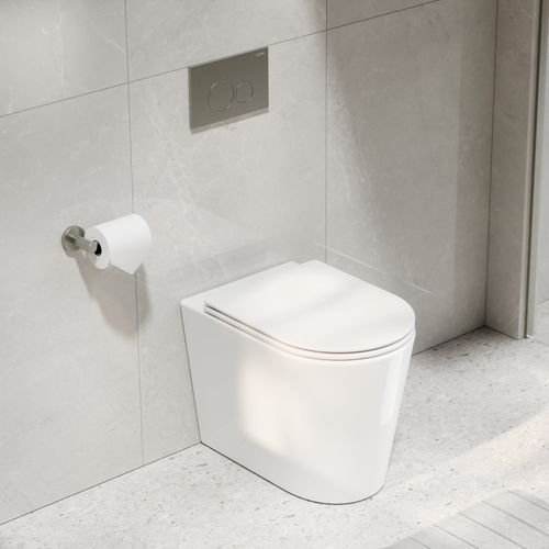 CODE Pure Typhoon Inwall Toilet Suite | Brushed Nickel Button
