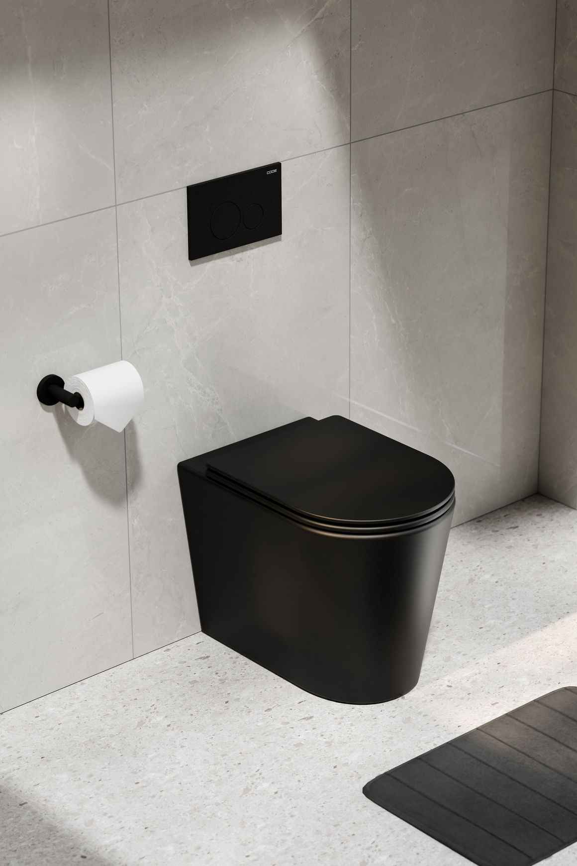 Pure Typhoon Inwall Toilet Suite | Matte Black Button
