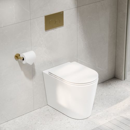 CODE Pure Typhoon Inwall Toilet Suite | Brushed Brass Button