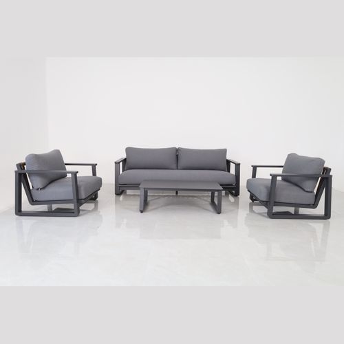 Tuscany 4pc Aluminium Outdoor Lounge Set | Gunmetal