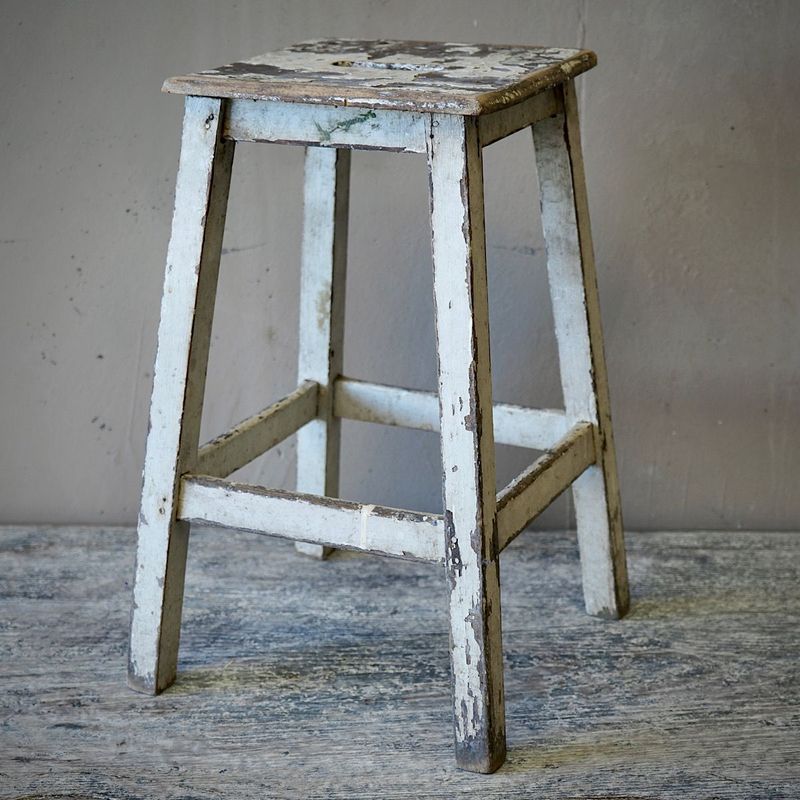 French Rustic Painted Stool