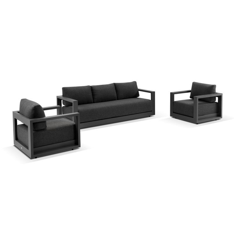 Wanaka 3-Seater Lounge Set - Charcoal