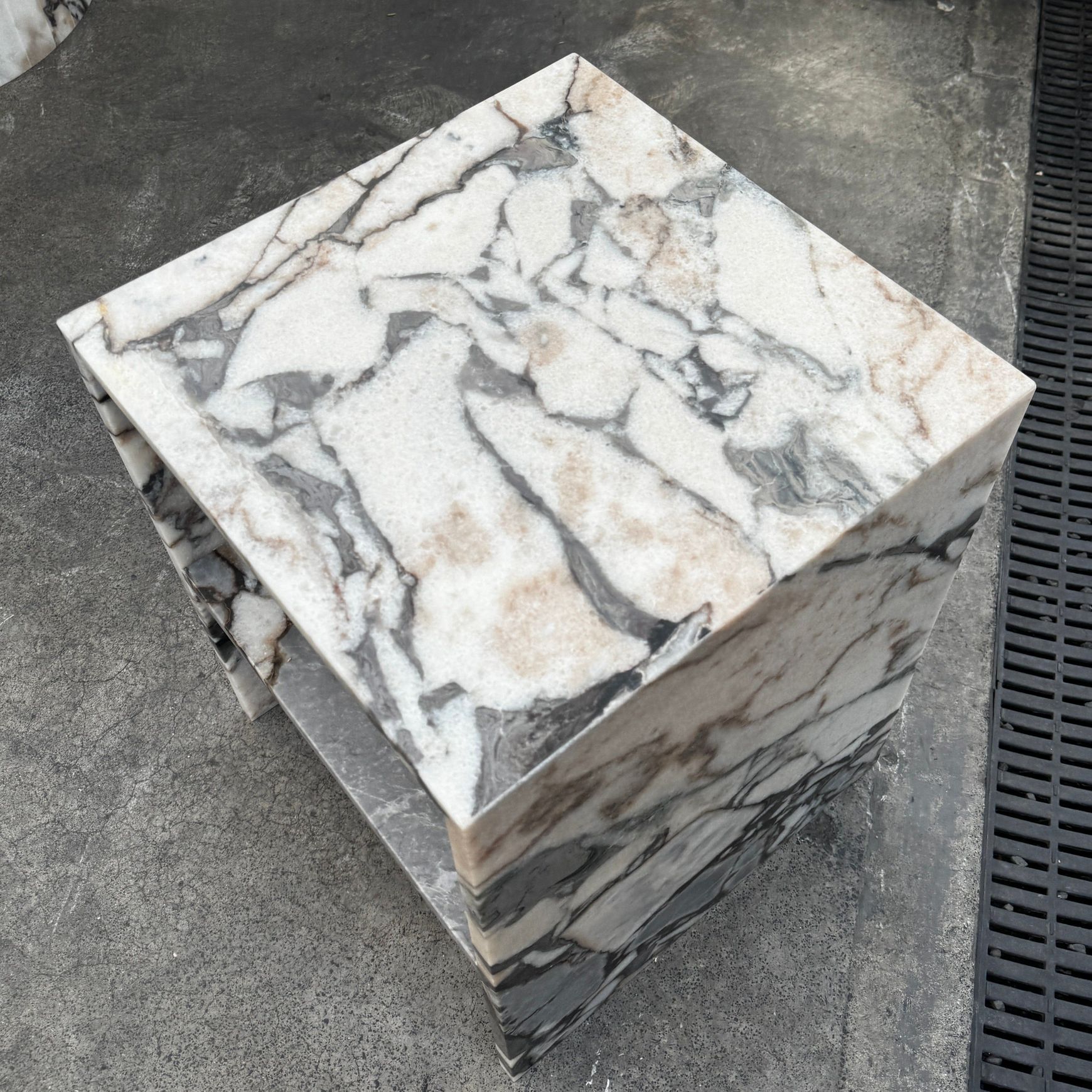 Waterfall Side Table - Milky Blue Marble
