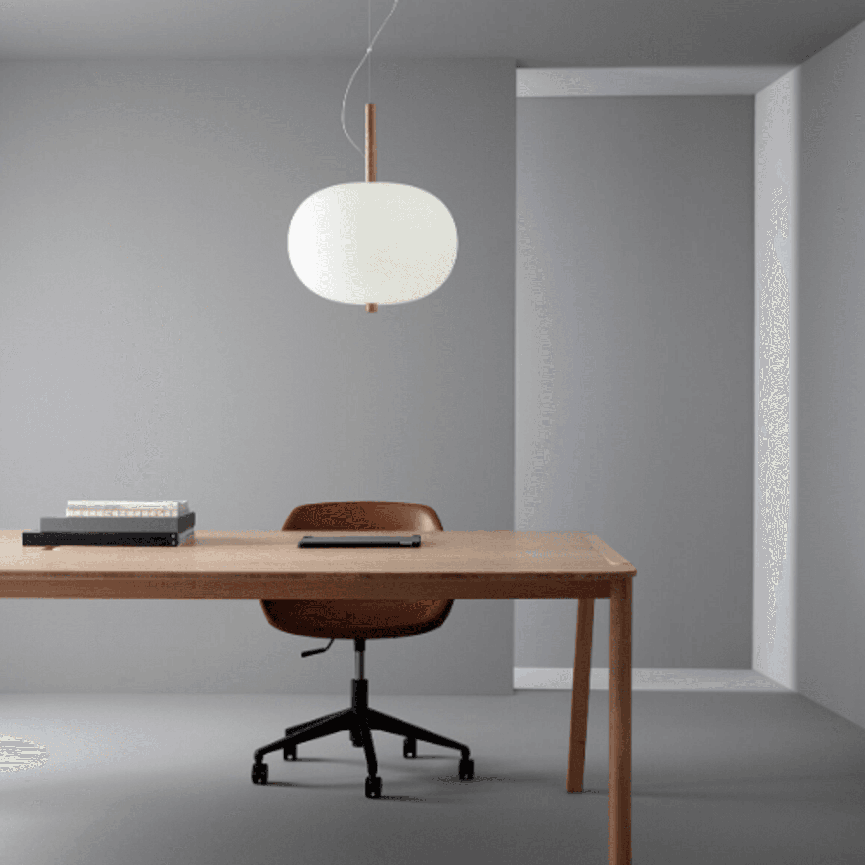 Luna LED Glass Pendant - Medium in Timber