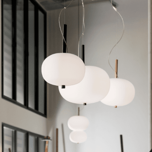 Luna LED Glass Pendant - Medium in Timber