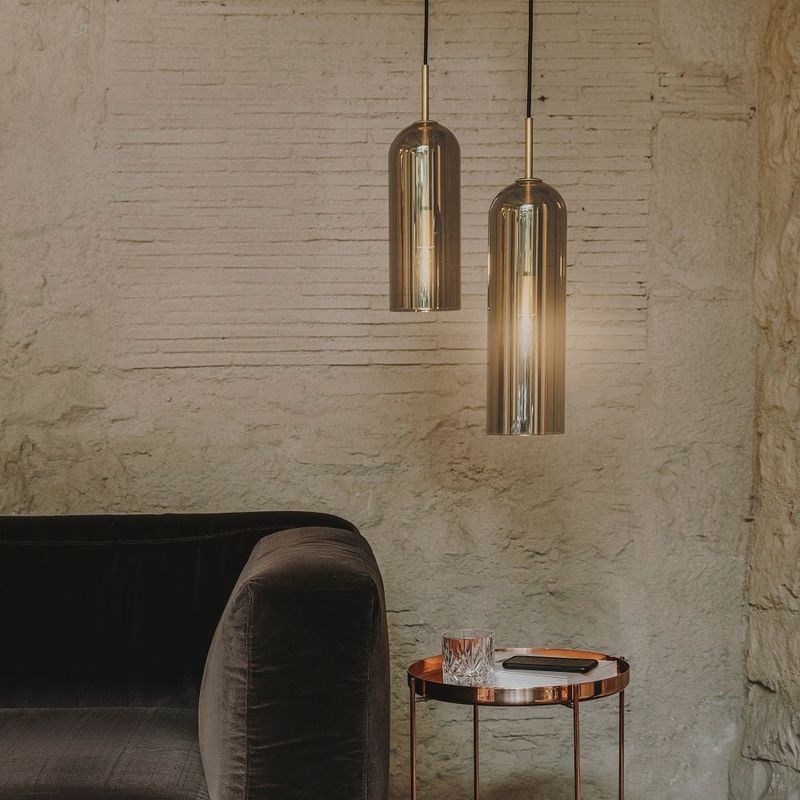 Ombre 1 Light Glass Pendant - Small in Smoke