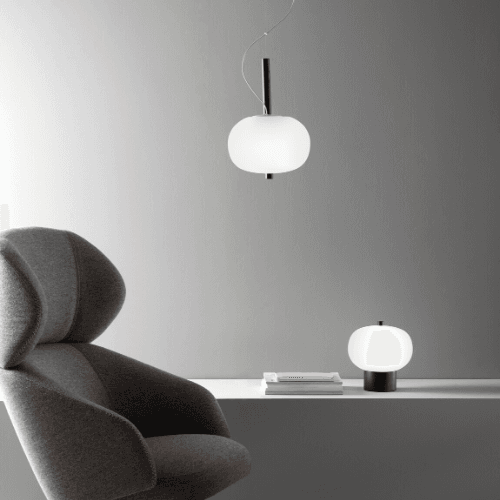 Luna LED Glass Pendant - Small in Ash