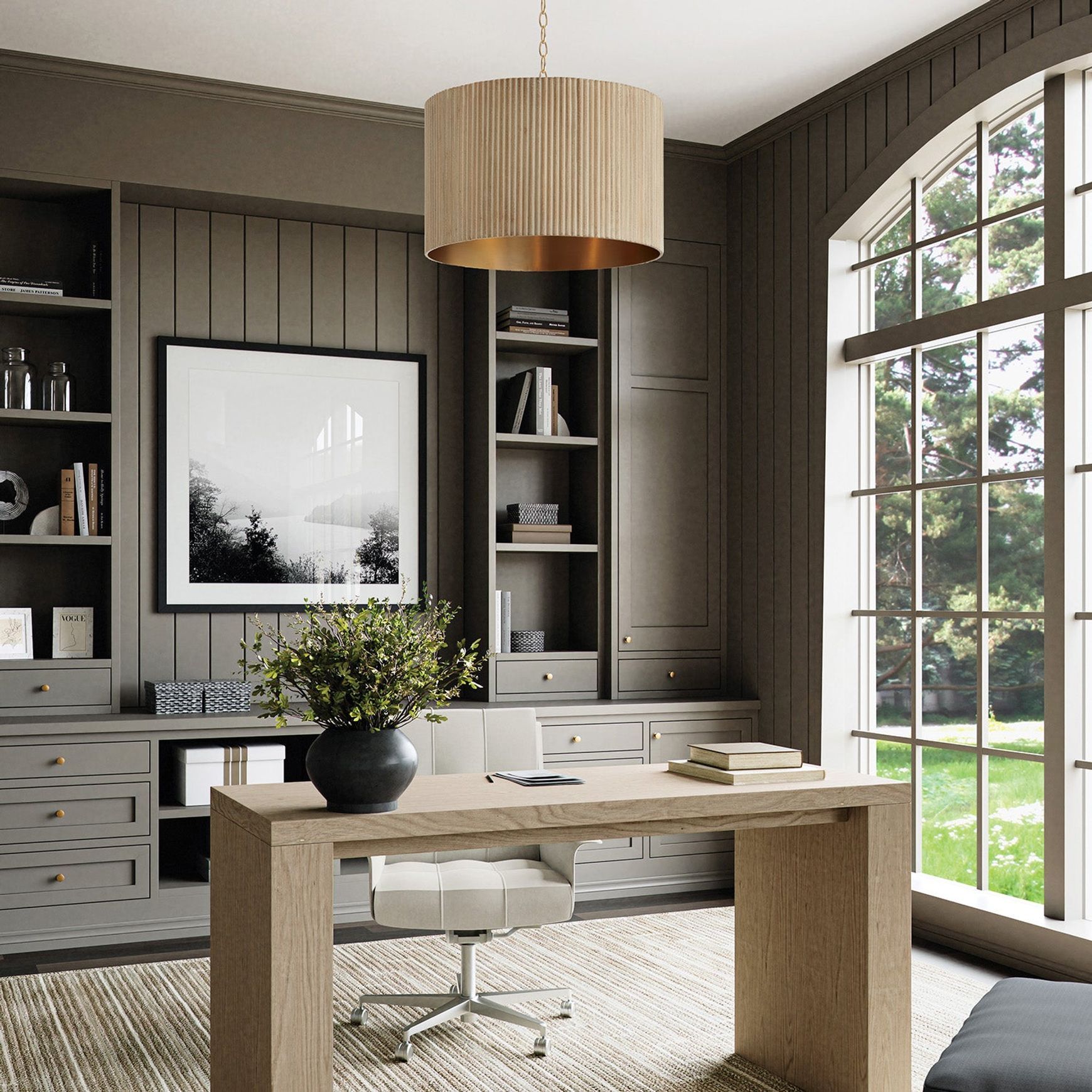 Cody 3 Light Pendant in White Wash & Matte Brass