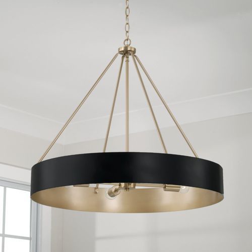 Swell 4 Light Chandelier in Matte Brass & Black