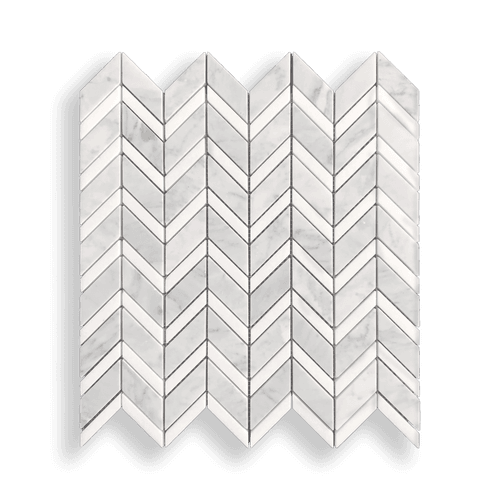 Carrara Honed And Thassos Polished Chevron Mosaic
