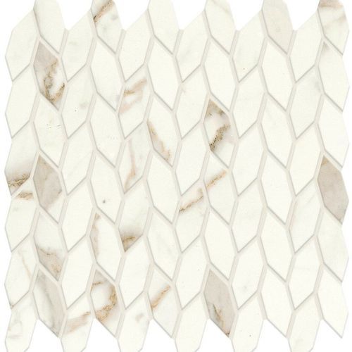 Calacatta Prestige Twist Satin Mosaic | Tile Space