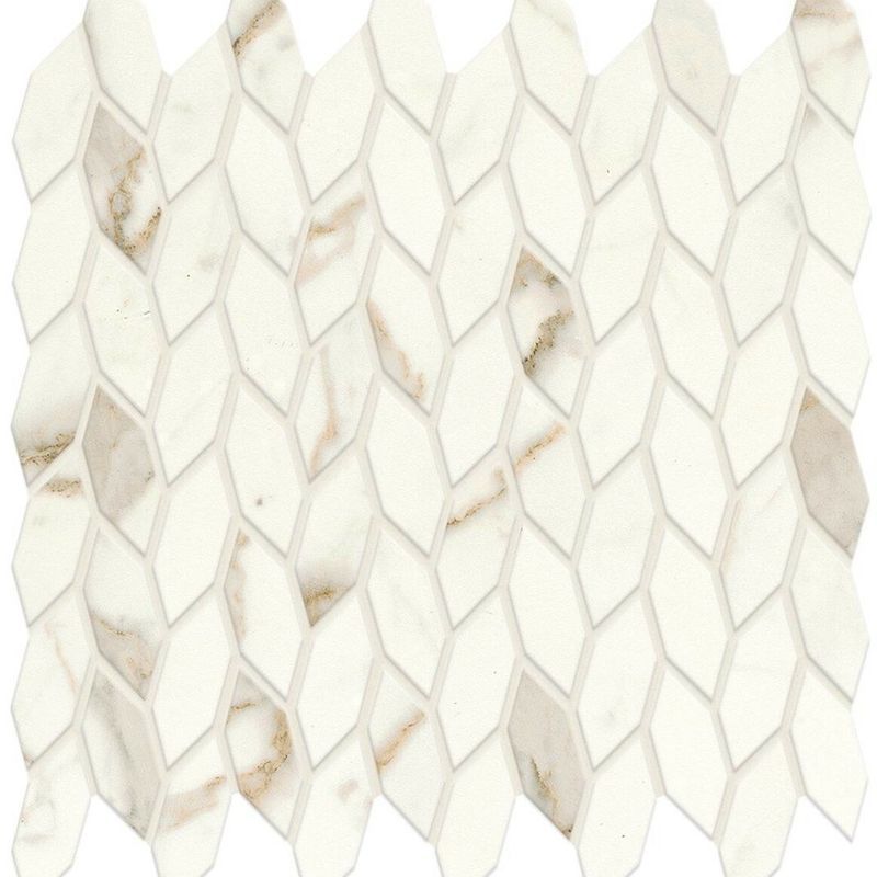 Calacatta Prestige Twist Satin Mosaic | Tile Space