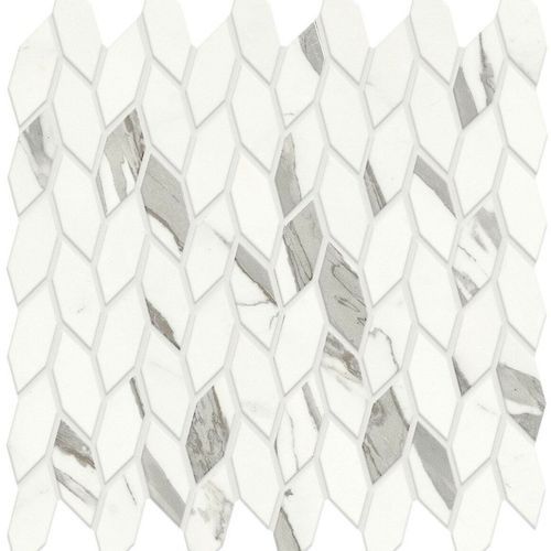 Statuario Supremo Twist Satin Mosaic | Tile Space