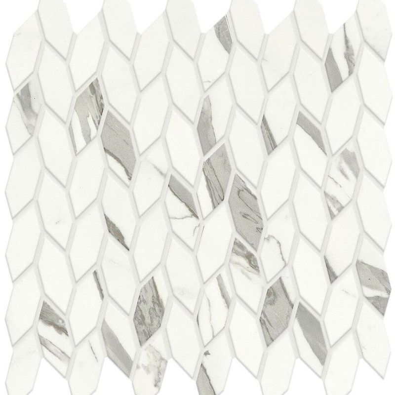 Statuario Supremo Twist Satin Mosaic | Tile Space