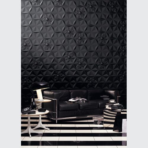 Black Frozen Flower Ceramic Wall Tile