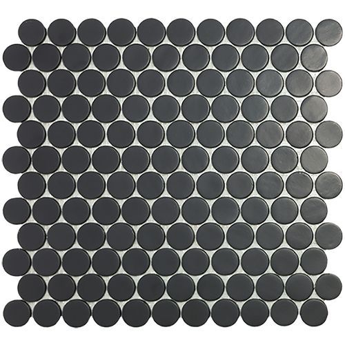 Circle Black Pennyround Mosaic Tile