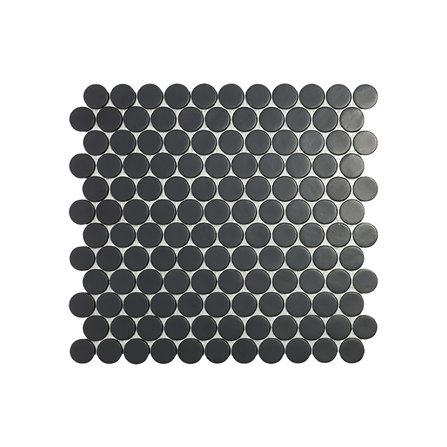 Circle Black Pennyround Mosaic Tile