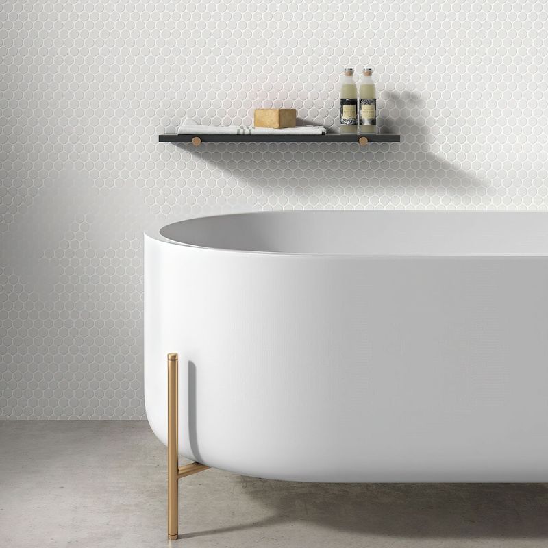 Circle White Pennyround Mosaic Tile