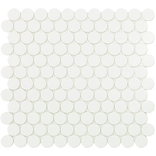 Circle White Pennyround Mosaic Tile