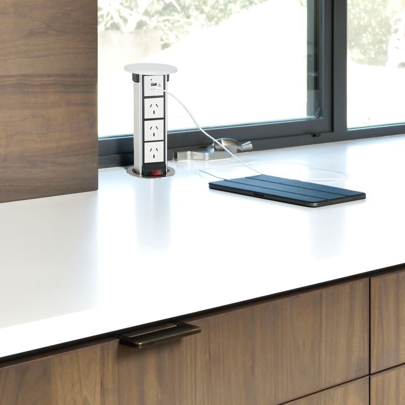 Docking Drawer Pop-Up Outlet with QI Wireless Charging