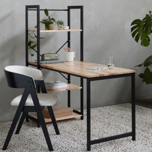 Axel 2-in-1 Desk & Shelving Unit  Black Steel & Natural