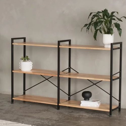 Axel 2PCE Shelving Unit Short | Black Steel & Natural