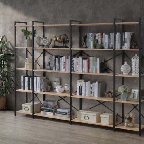 Axel 4PCE Shelving Unit Tall | Black Steel & Natural