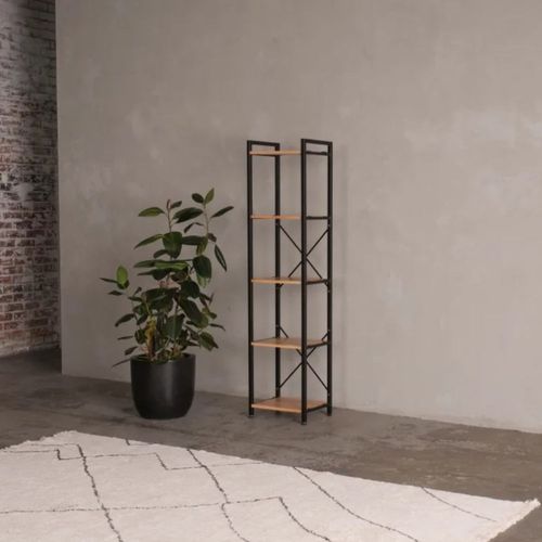 Axel Modular Main Shelving Unit | Black Steel & Natural