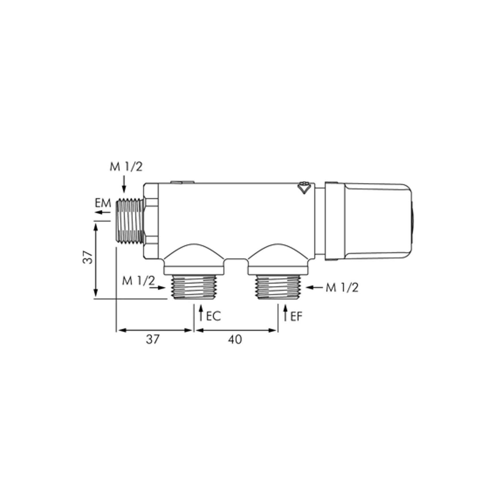 Delabie Premix Compact Thermostatic Mixing Valve dimensions