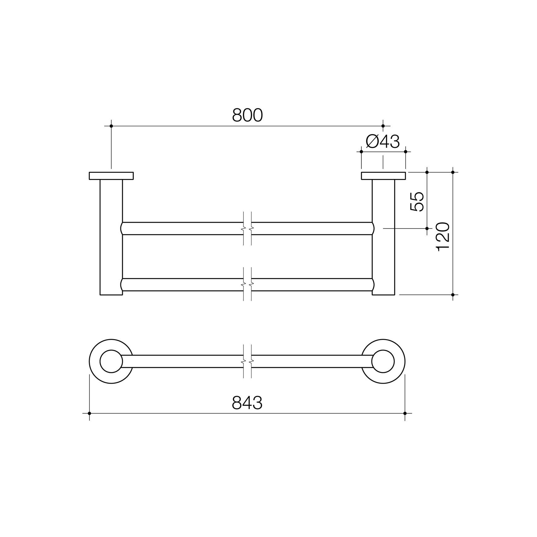 Liano II Double Towel Rail 840mm