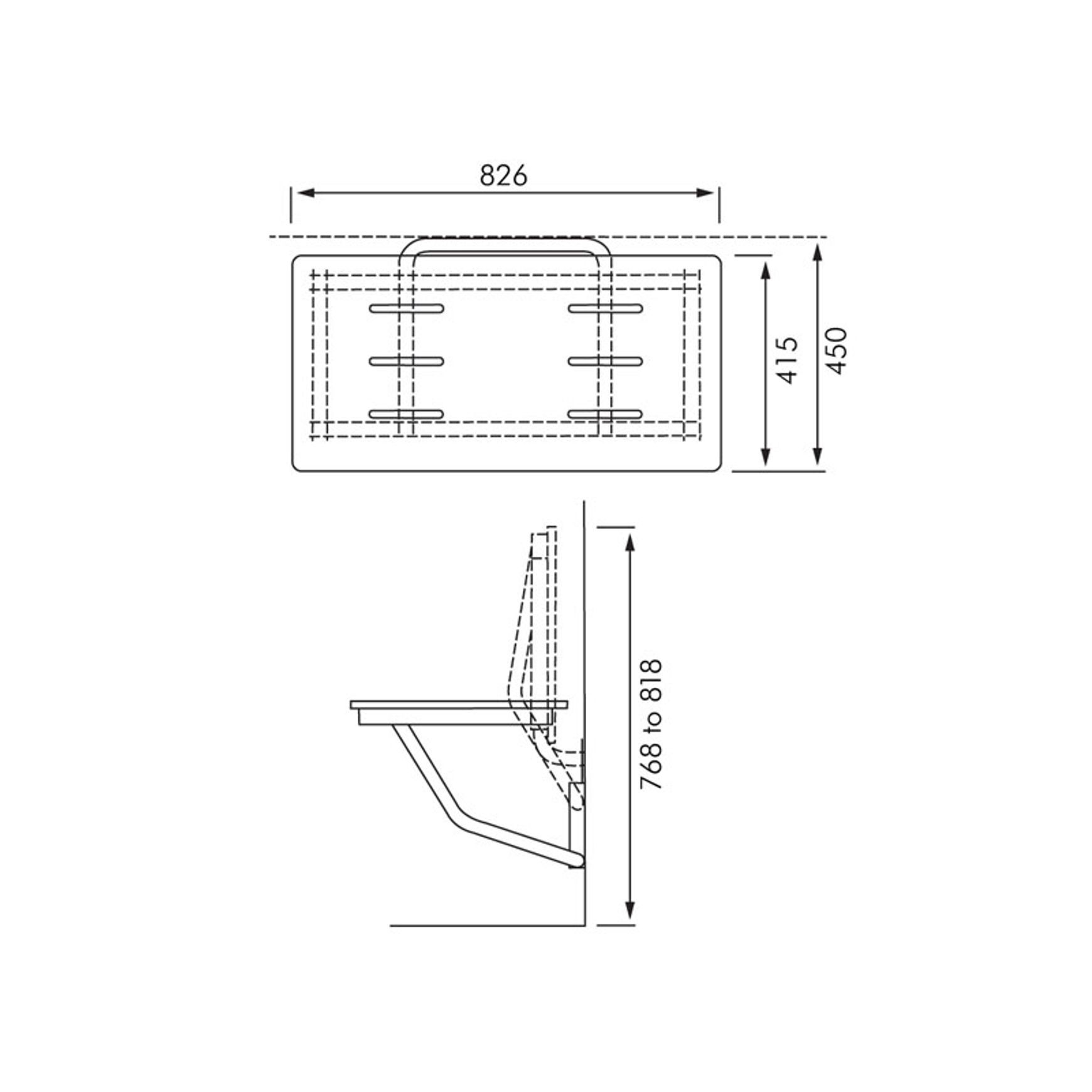 ASI Fold Up Disabled Shower Seat dimensions
