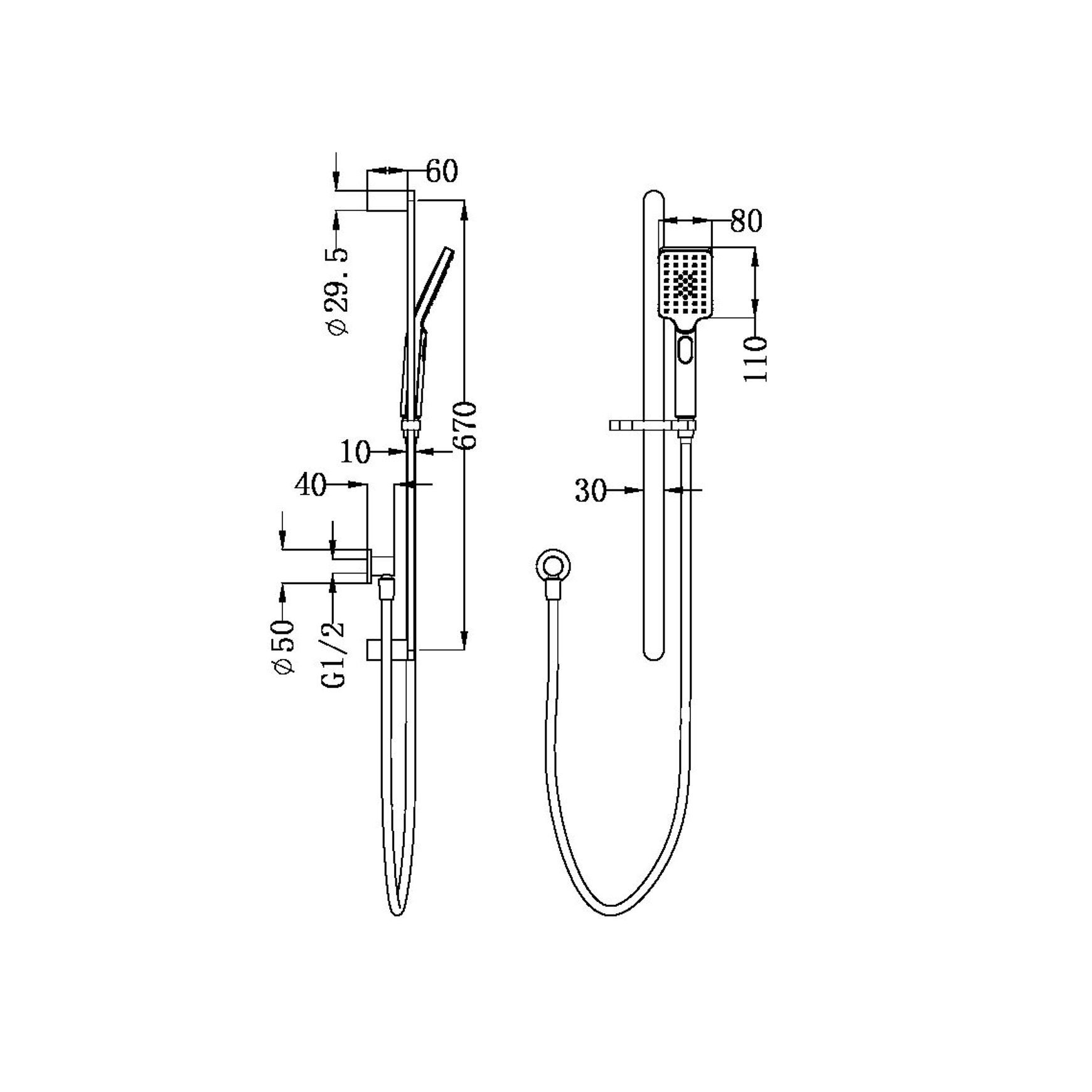 Bianca Shower Rail | Gun Metal