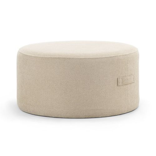 Halle Medium Round Ottoman Pouf | Sand Beige
