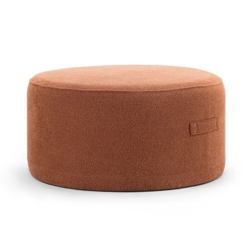 Halle Medium Round Ottoman Pouf | Rust Orange