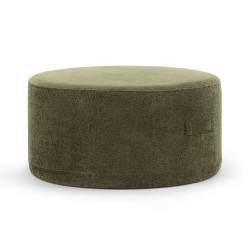 Halle Medium Round Ottoman Pouf | Wattle Green