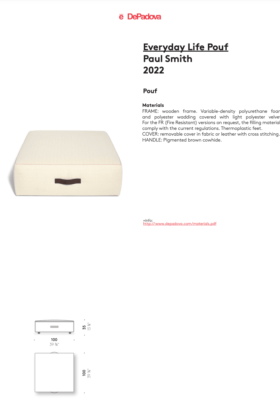 Everyday Life Pouf by DePadova
