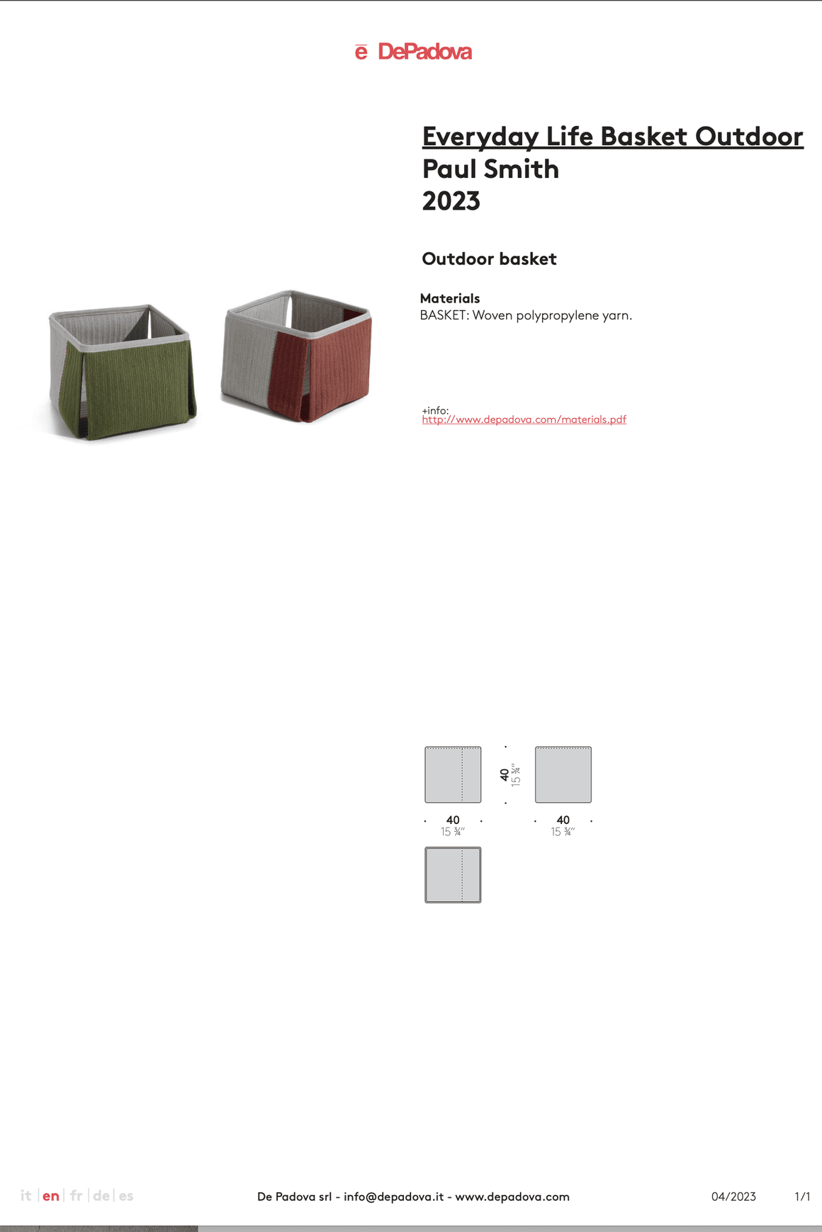 Everyday Life Basket Outdoor by DePadova