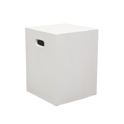 White Concrete Rectangle Side Table / Stool