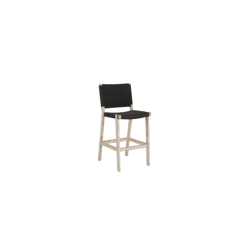 Barwon Bar Stool, Teak White Wash & Brushed Charcoal Weave