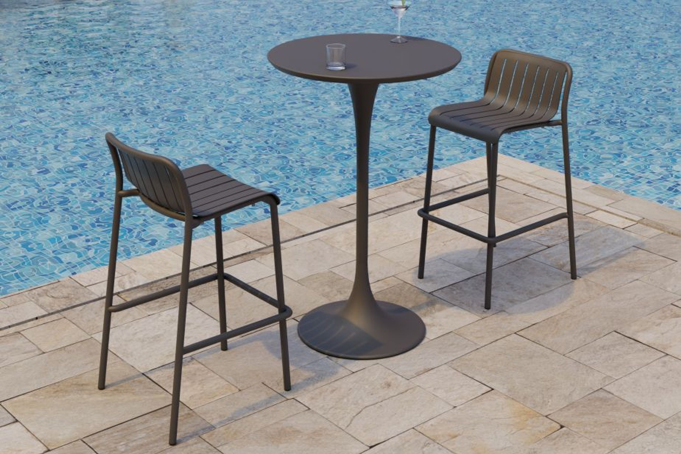 Roku Outdoor Bar Stool in Matt Charcoal