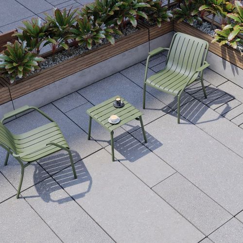 Roku Outdoor Low Stool Footrest in Matt Eucalyptus Green