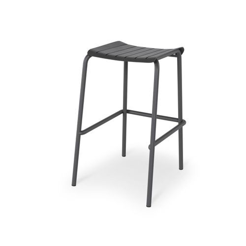 Roku Outdoor Backless Bar Stool in Matt Charcoal