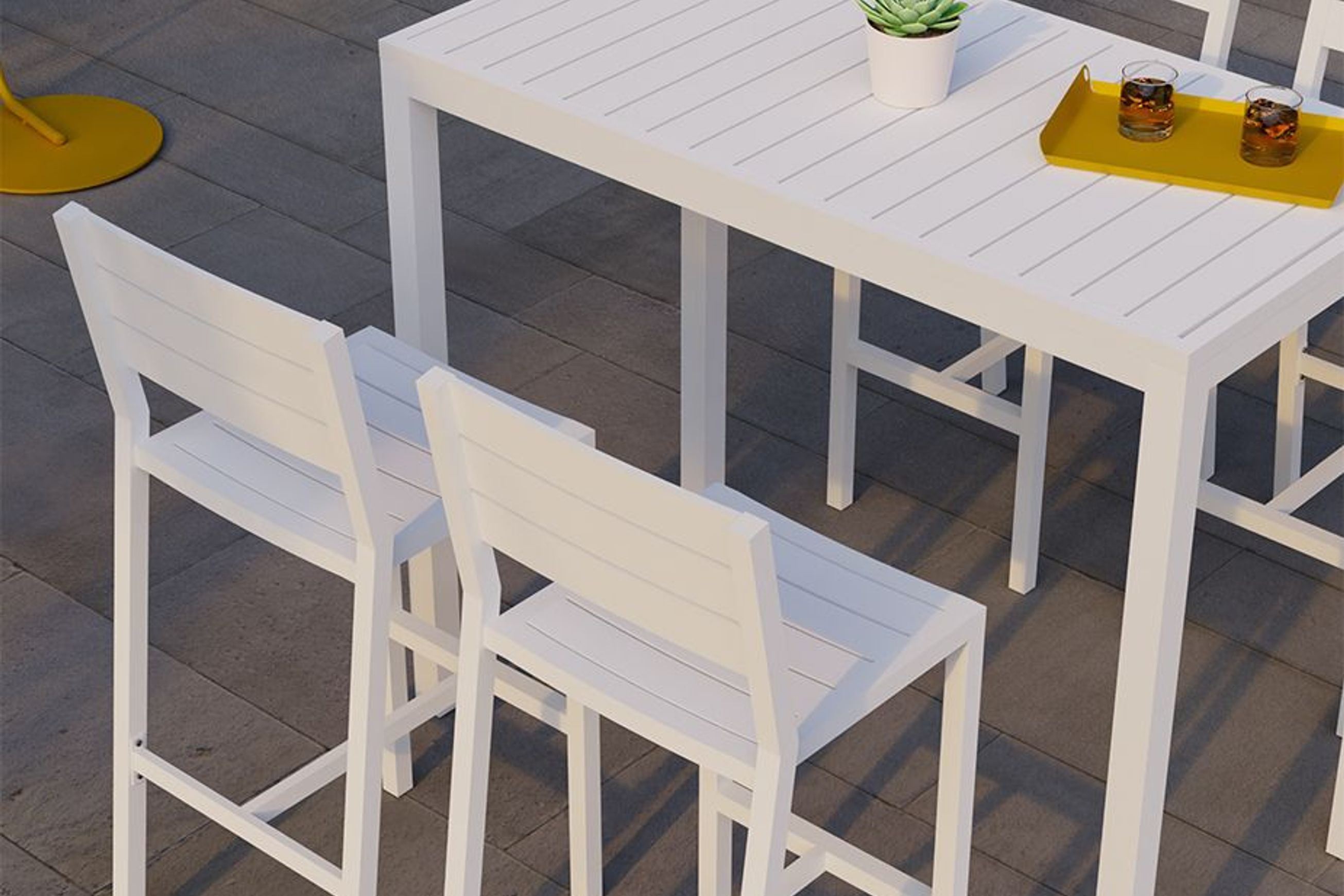Halki Stool With Backrest - White