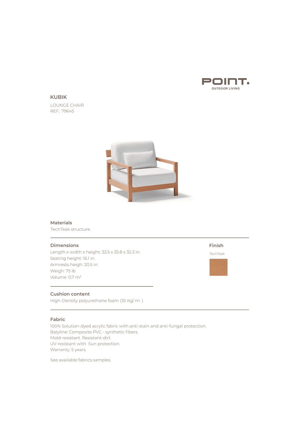 Kubik Outdoor TechTeak Armchair by Point