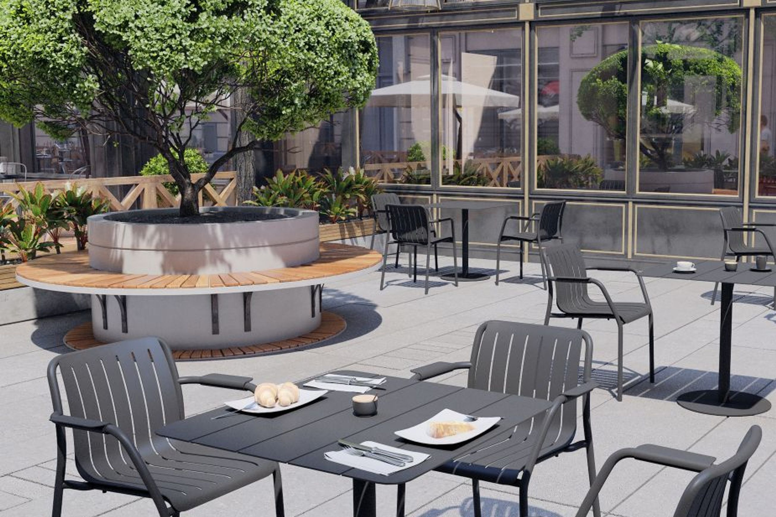 Roku Outdoor Arm Chair in Matt Charcoal